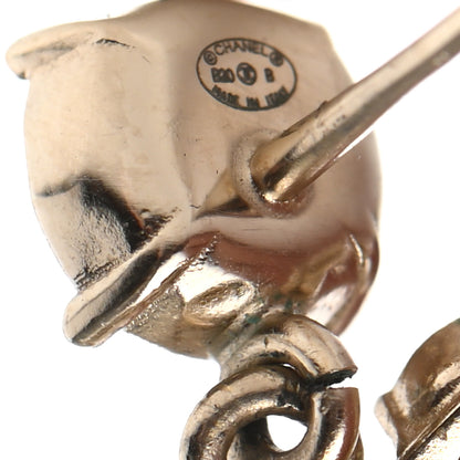 Chanel Crystal Pearl Dazzling Domino CC Drop Earrings Gold 4 of 4