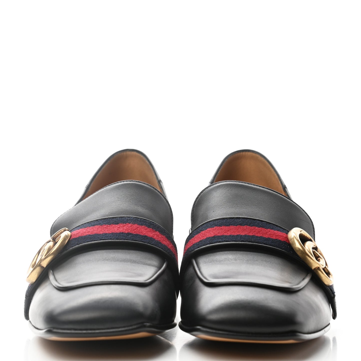 Betis Glamour Calfskin Web Pearl Embellished Peyton 35mm Loafer Pumps 39 Black