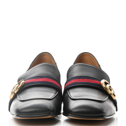 Gucci Betis Glamour Calfskin Web Pearl Embellished Peyton 35mm Loafer Pumps 39 Black 2 of 8