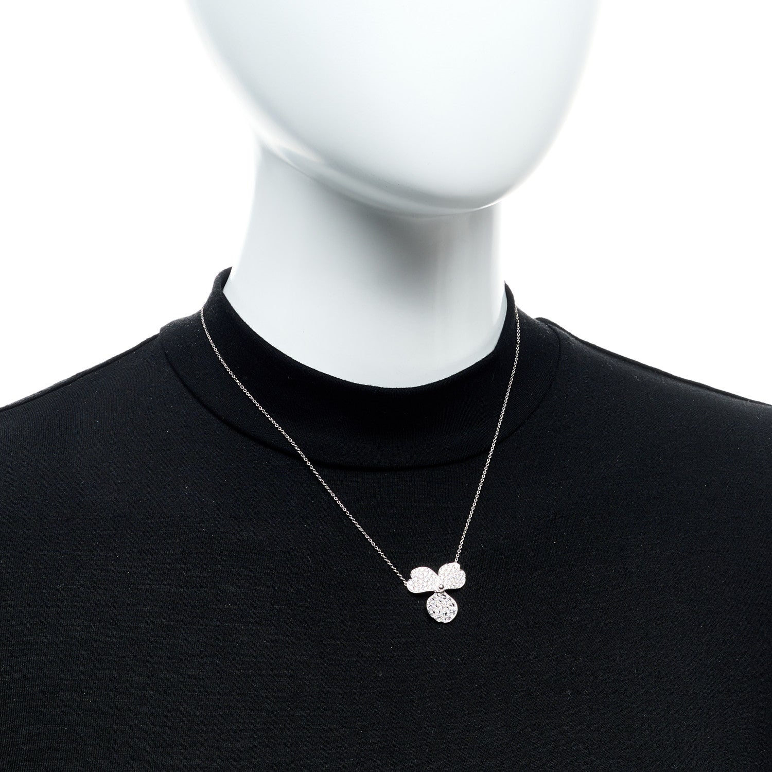 Tiffany Platinum Diamond Large Paper Flowers Pave Pendant Necklace 2 of 6