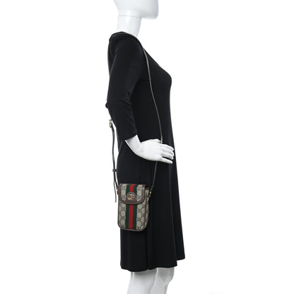 Gucci GG Supreme Monogram Web Ophidia Phone Crossbody Bag Beige New Acero 2 of 11