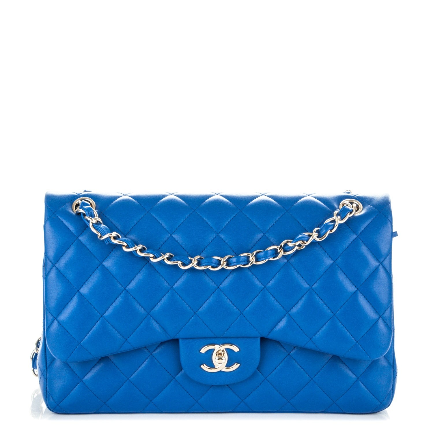 Chanel Lambskin Quilted Jumbo Double Flap Blue 1 of 7