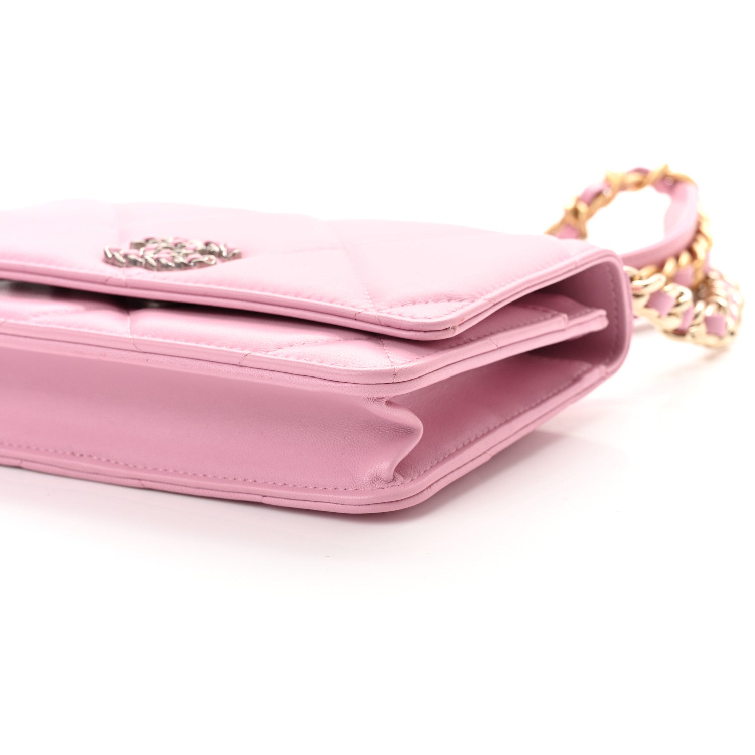 Chanel Lambskin Quilted Chanel 19 Wallet On Chain WOC Dark Pink 9 of 10