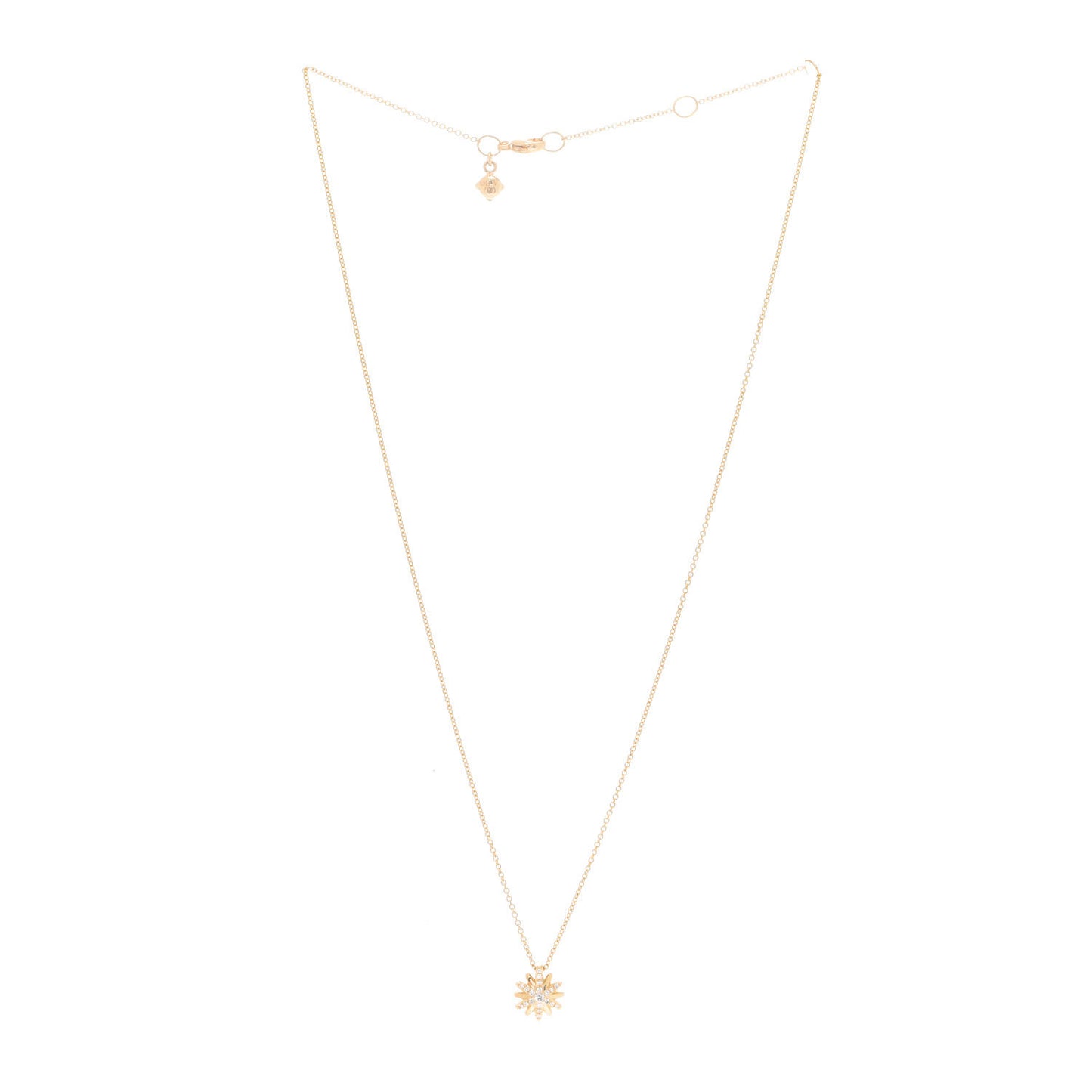 18K Yellow Gold Diamond Petite Starburst Pendant Necklace