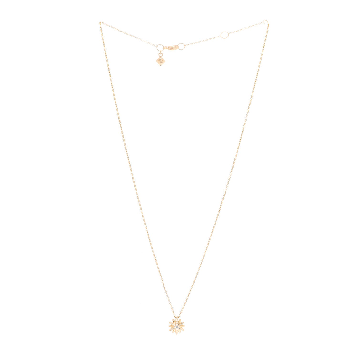 David Yurman 18K Yellow Gold Diamond Petite Starburst Pendant Necklace 2 of 4