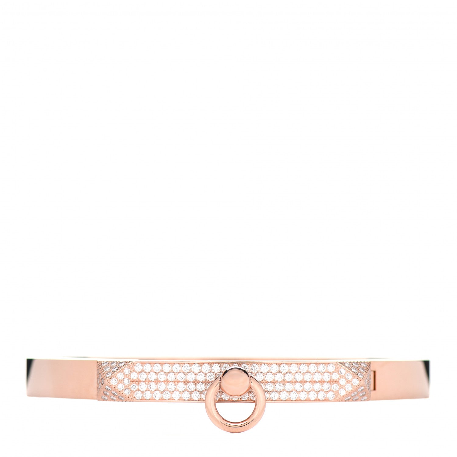 Hermes 18K Rose Gold Diamond PM Collier De Chien Pave Bracelet ST 1 of 5