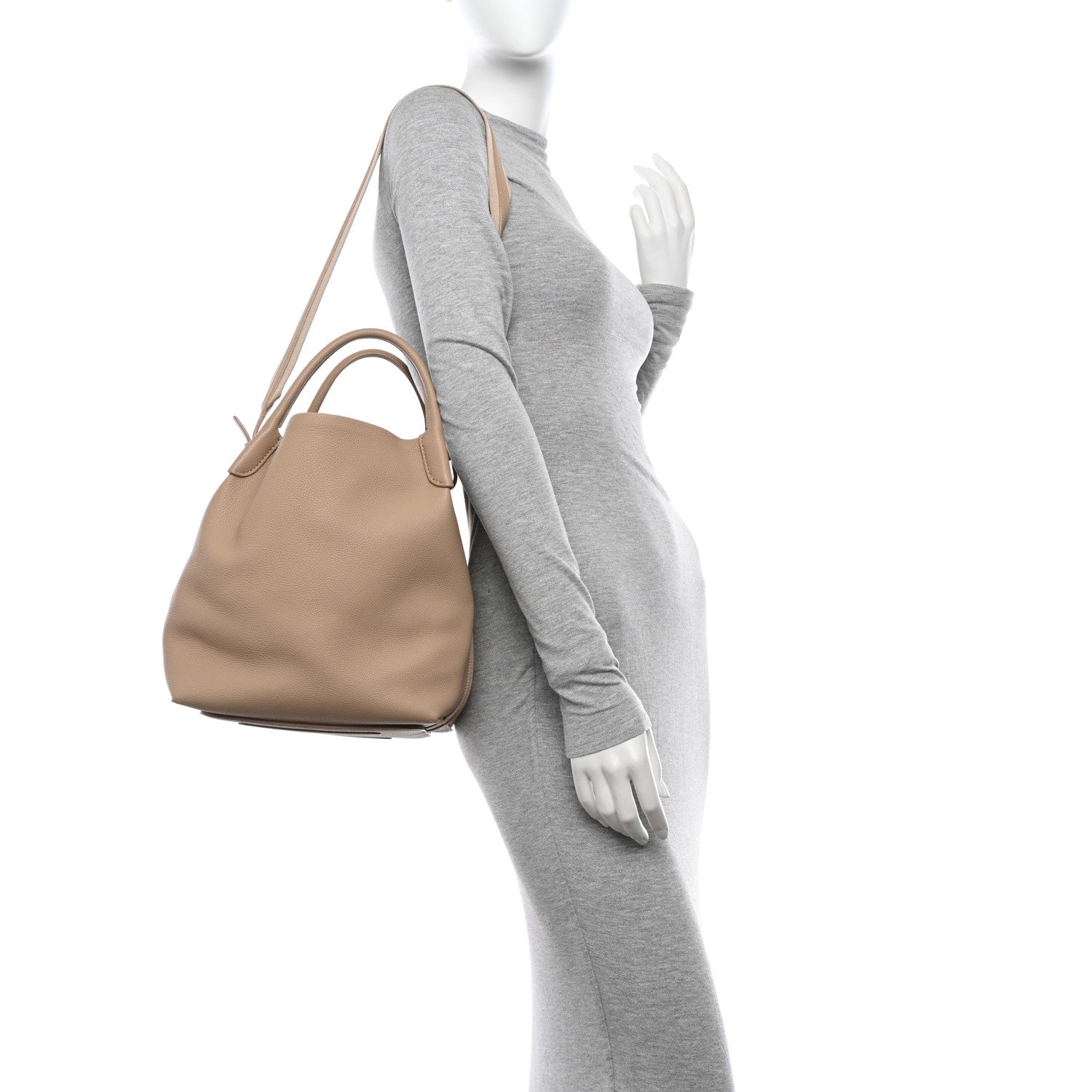 Loro Piana Grained Calfskin Large Bale Bag Light Mastic 2 of 9