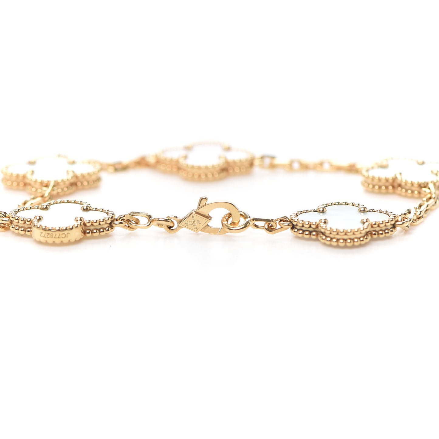 18K Yellow Gold Mother of Pearl 5 Motifs Vintage Alhambra Bracelet