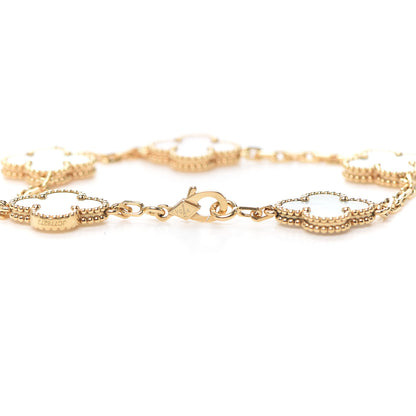 Van Cleef & Arpels 18K Yellow Gold Mother of Pearl 5 Motifs Vintage Alhambra Bracelet 4 of 8