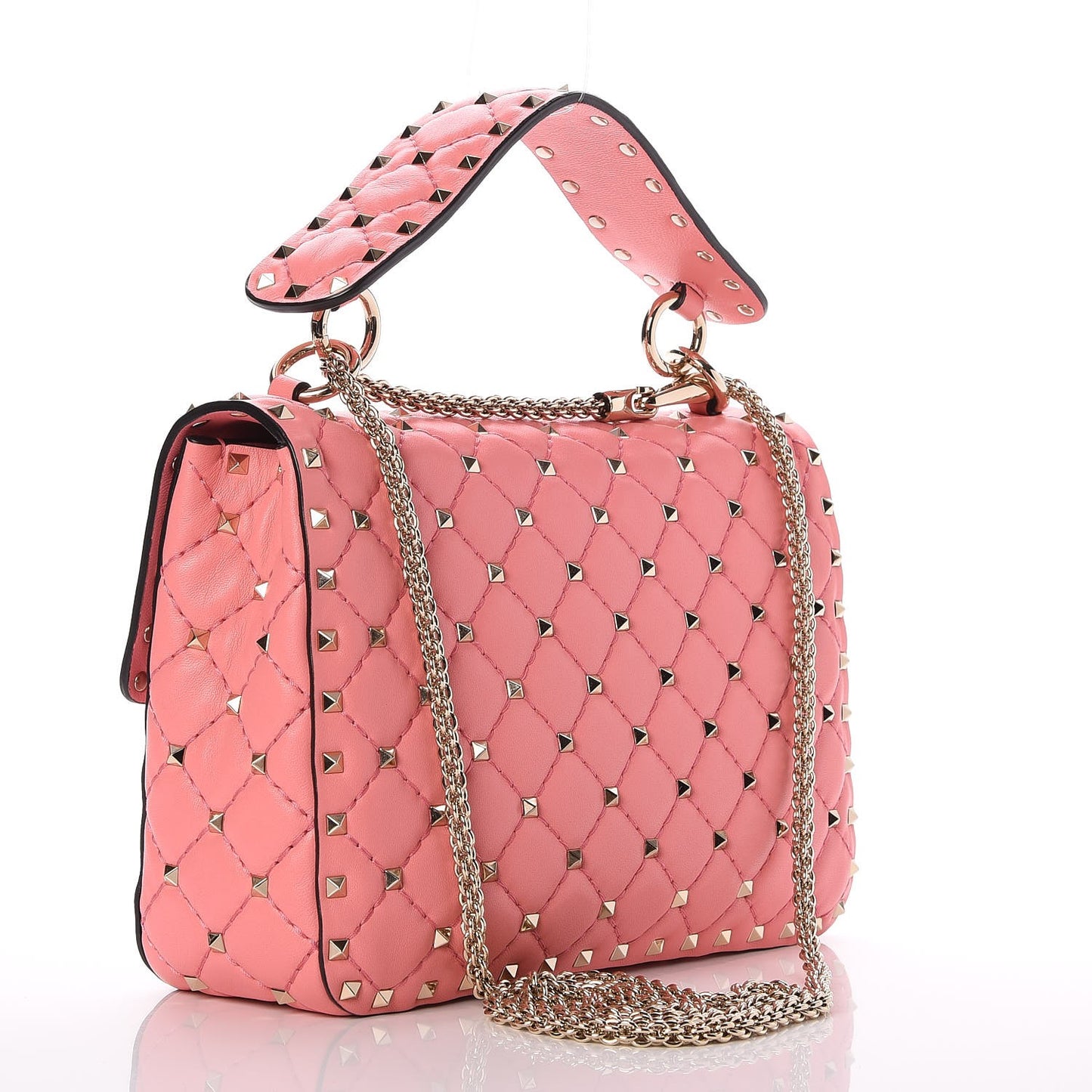 Nappa Medium Rockstud Spike Shoulder Bag Paradise Rose