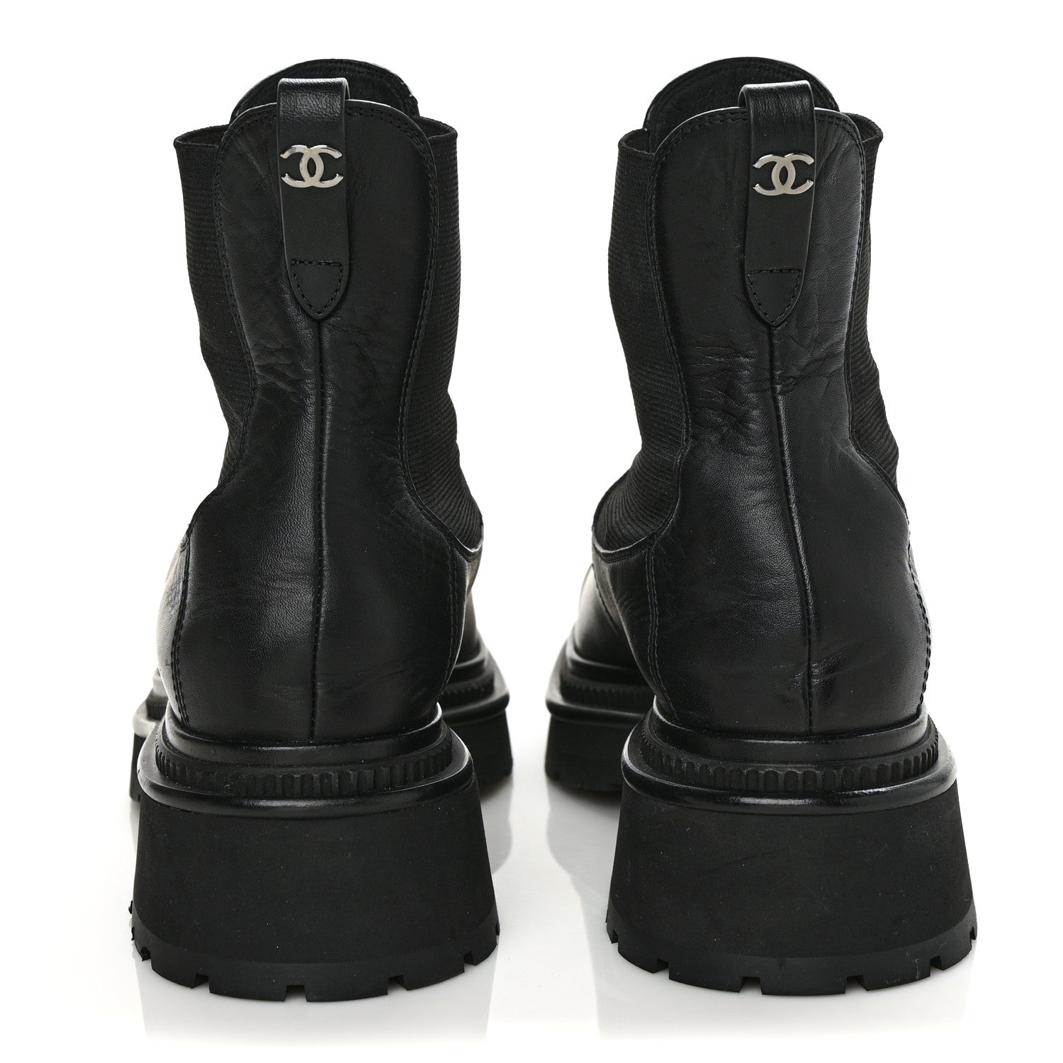 Chanel Crumpled Calfskin Patent Cap Toe Short Boots 39 Black 5 of 10