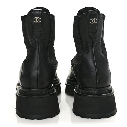 Chanel Crumpled Calfskin Patent Cap Toe Short Boots 39 Black 5 of 10