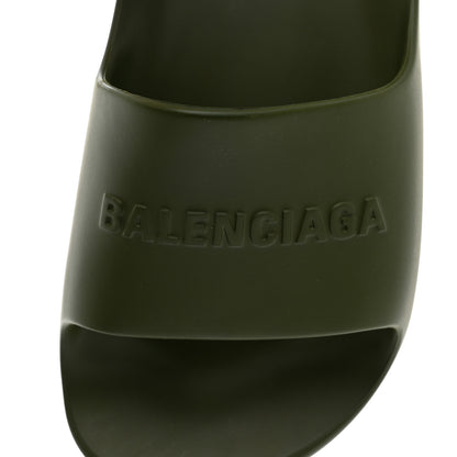 Balenciaga Rubber Womens Chunky Slide Sandals 38 Kaki 7 of 8