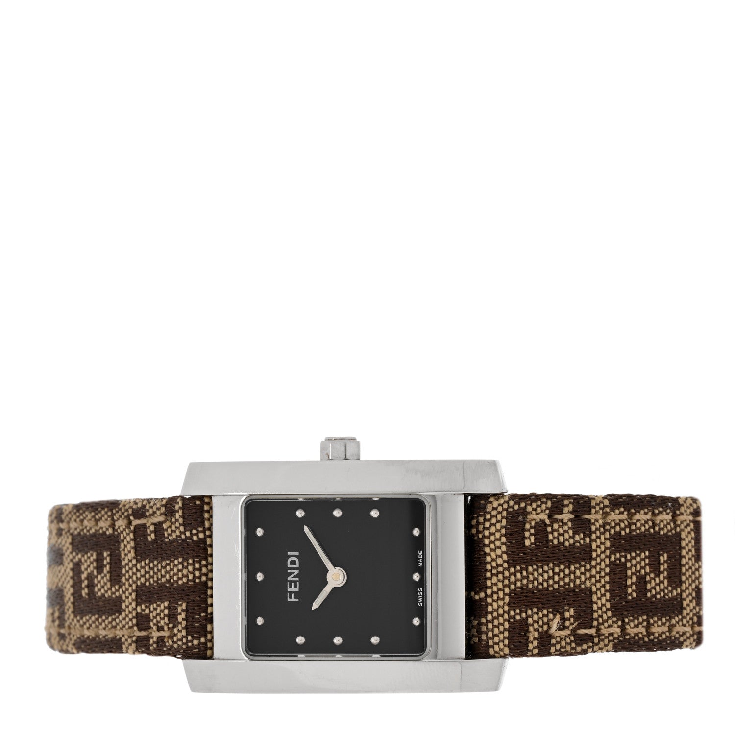Fendi Stainless Steel Canvas 22mm Quartz Watch Black 2 of 5