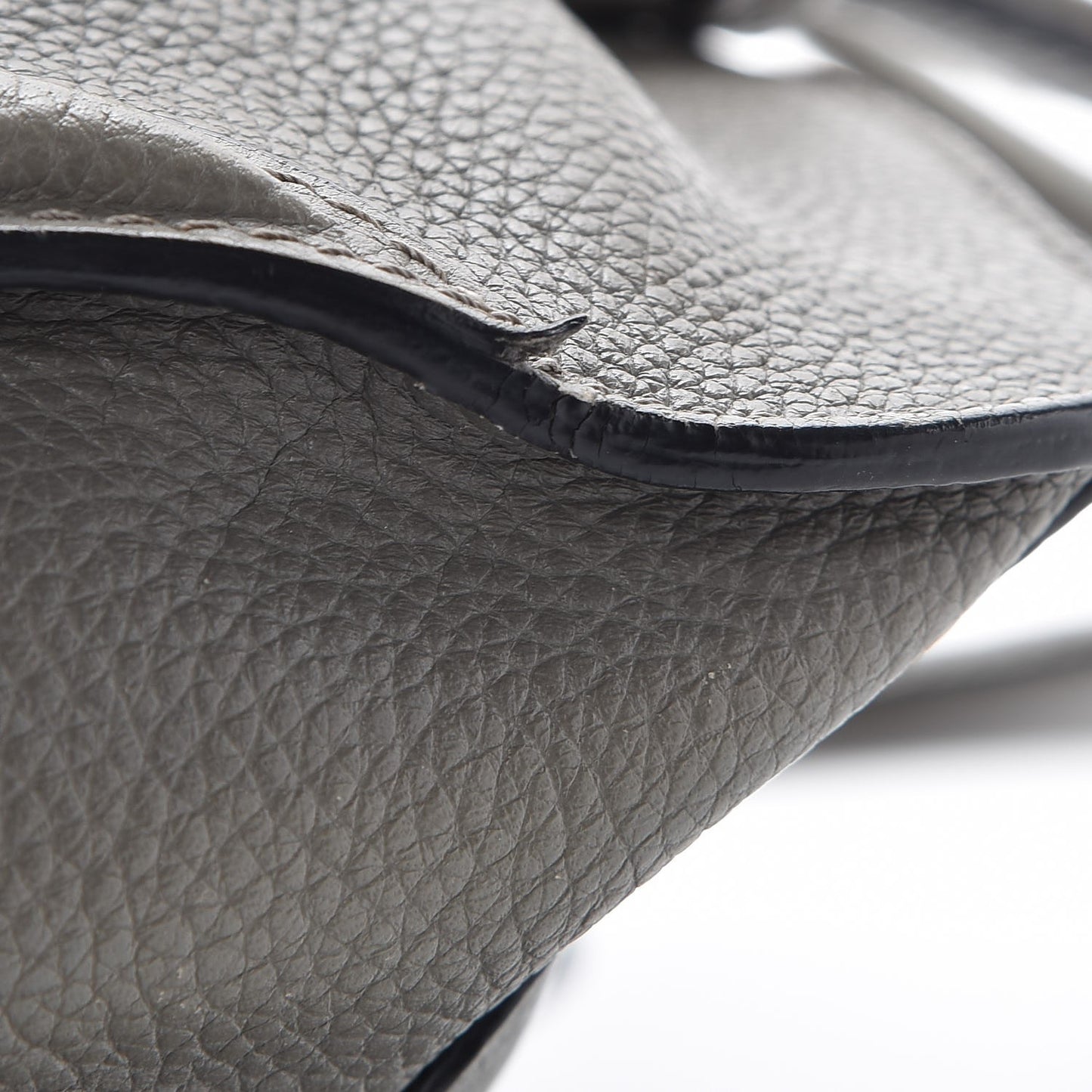 Pebbled Calfskin Large Skull Padlock Zip Around Tote Dark Grey