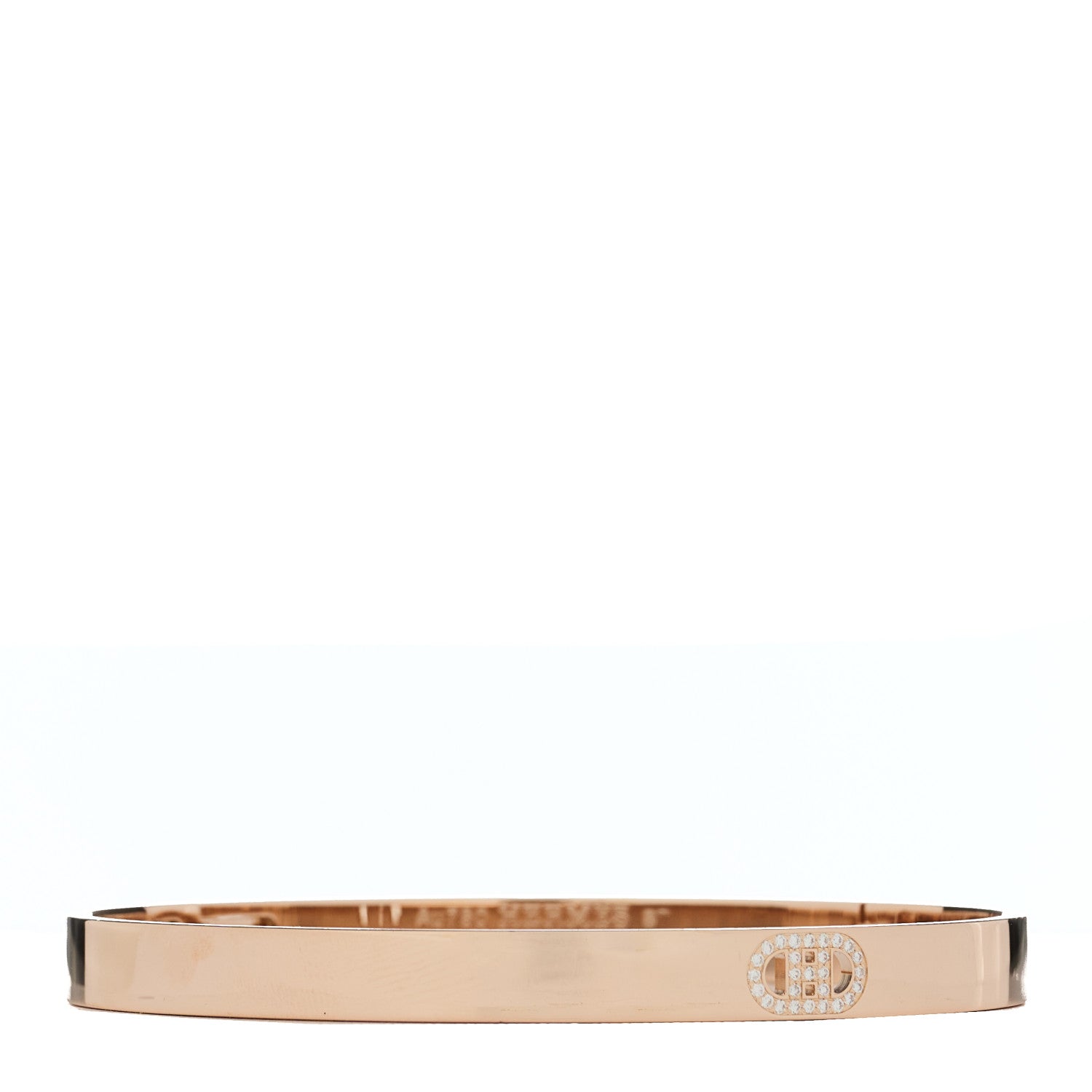 Hermes 18K Rose Gold Diamond PM H D'Ancre Bracelet ST 1 of 3