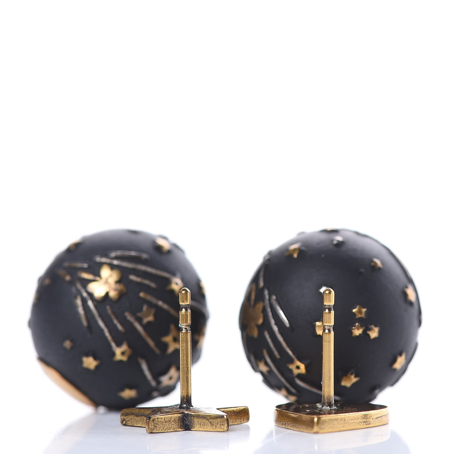 Christian Dior Metal Star Heart Mise En Dior Tribal Earrings Black Gold 3 of 5