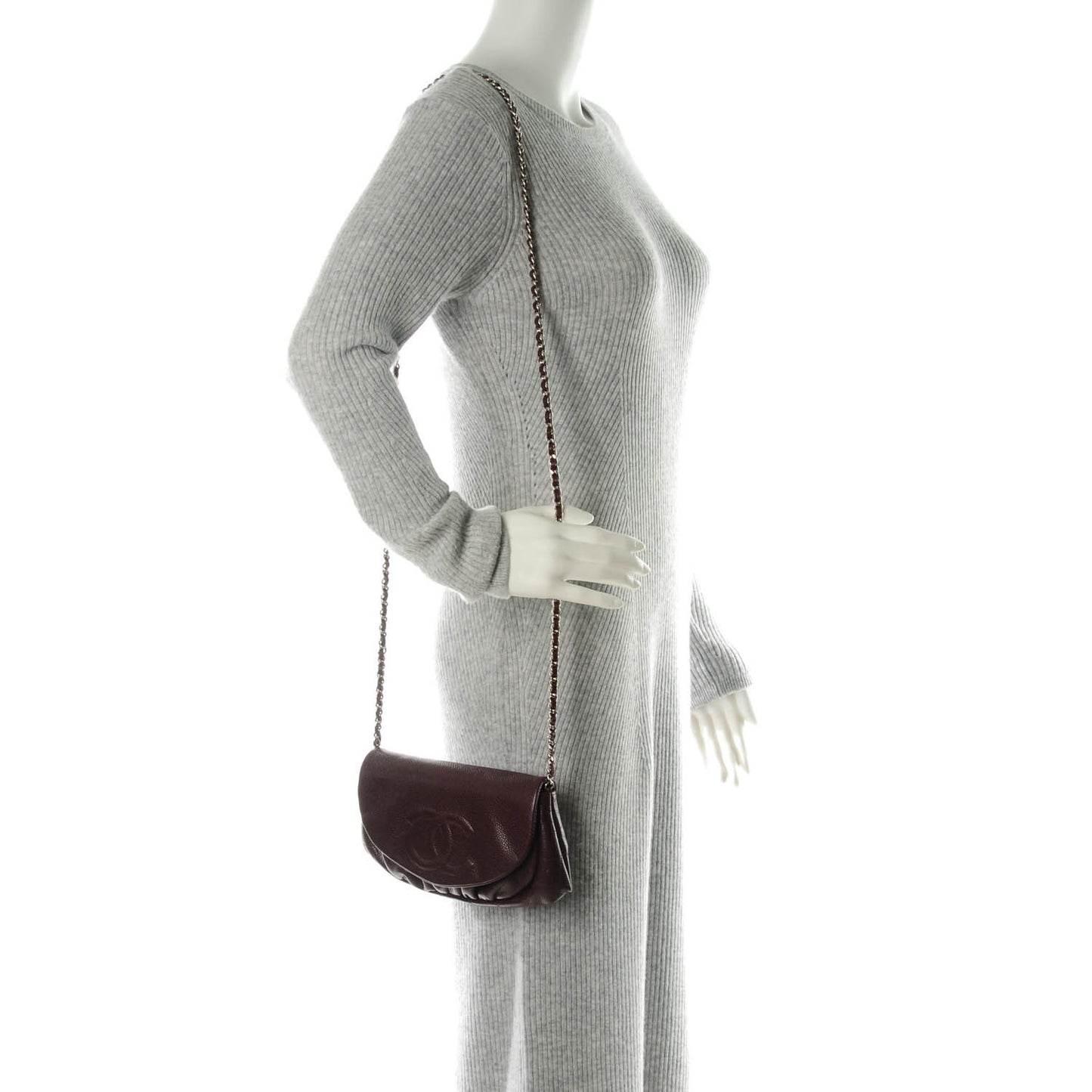 Caviar Half Moon Wallet On Chain WOC Bordeaux
