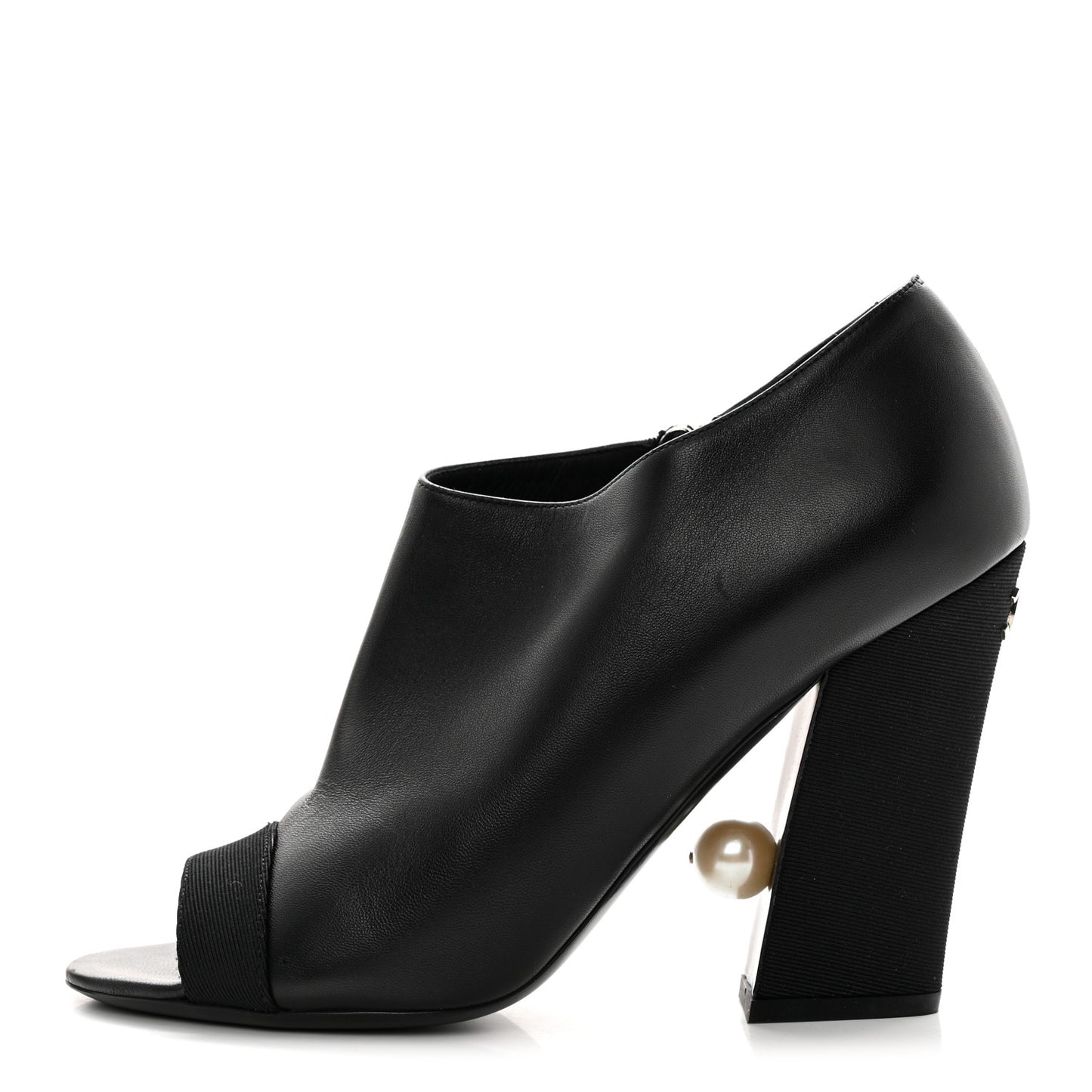 Lambskin Pearl Short Boots 39.5 Black