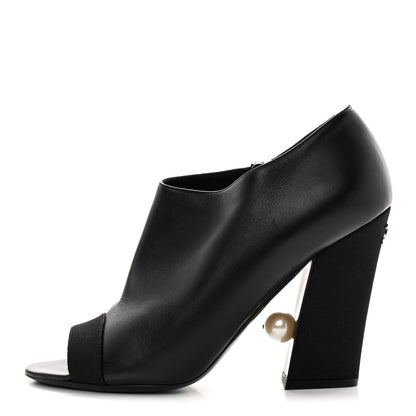 Chanel Lambskin Pearl Short Boots 39.5 Black 1 of 9