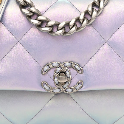 Chanel Iridescent Calfskin Quilted Medium Chanel 19 Flap Light Purple Blue 8 of 10