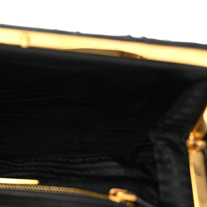 Prada Nappa Dressy Gaufre Framed Tote Black 4 of 13
