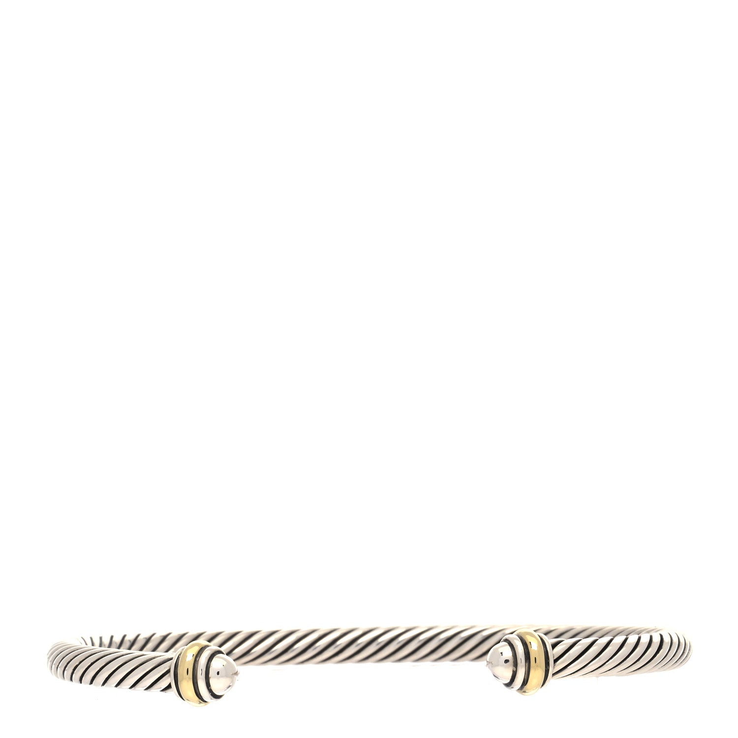 David Yurman Sterling Silver 18K Yellow Gold 4mm Cable Classics Bracelet 1 of 5