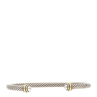 David Yurman Sterling Silver 18K Yellow Gold 4mm Cable Classics Bracelet 1 of 5