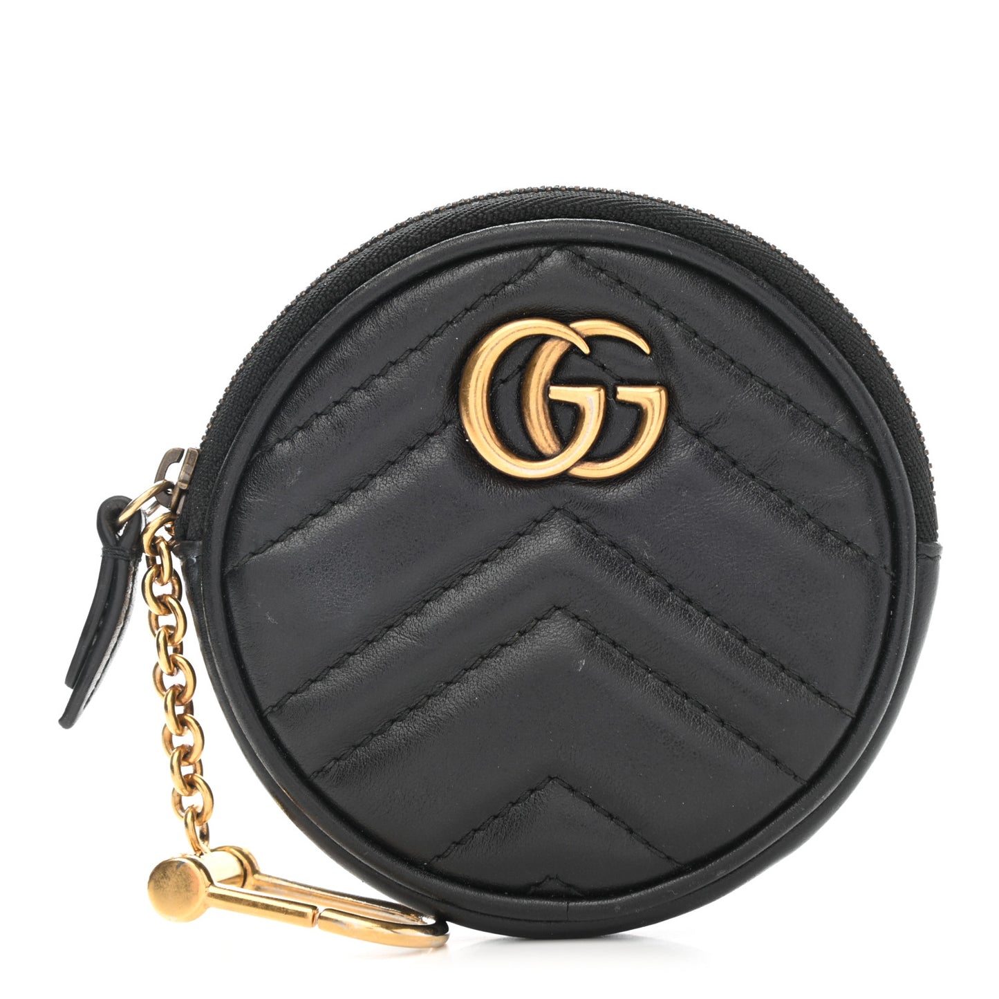 Calfskin Matelasse GG Marmont Round Coin Purse Black