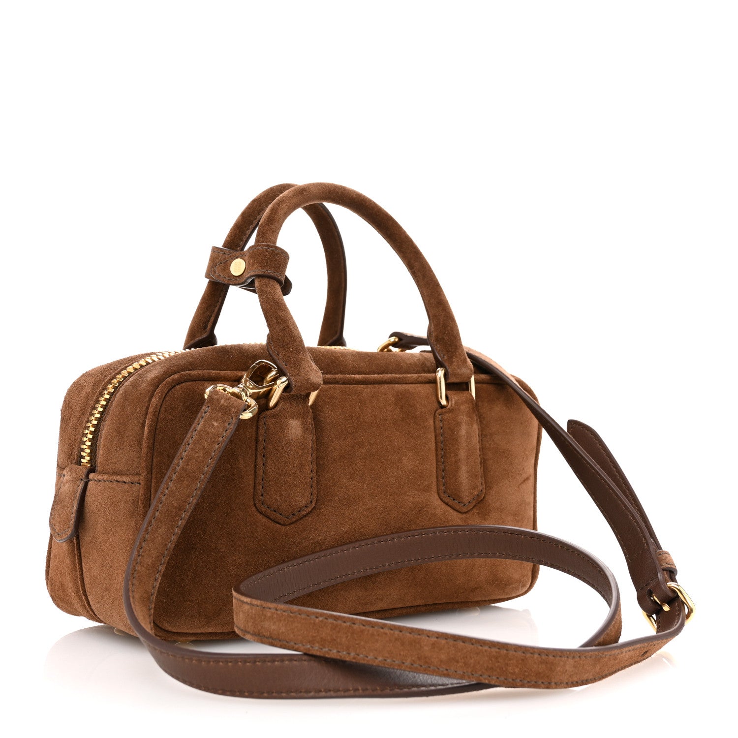 Miu Miu Suede Padded Regular Arcadie Top Handle Bag Cocoa Brown 3 of 8