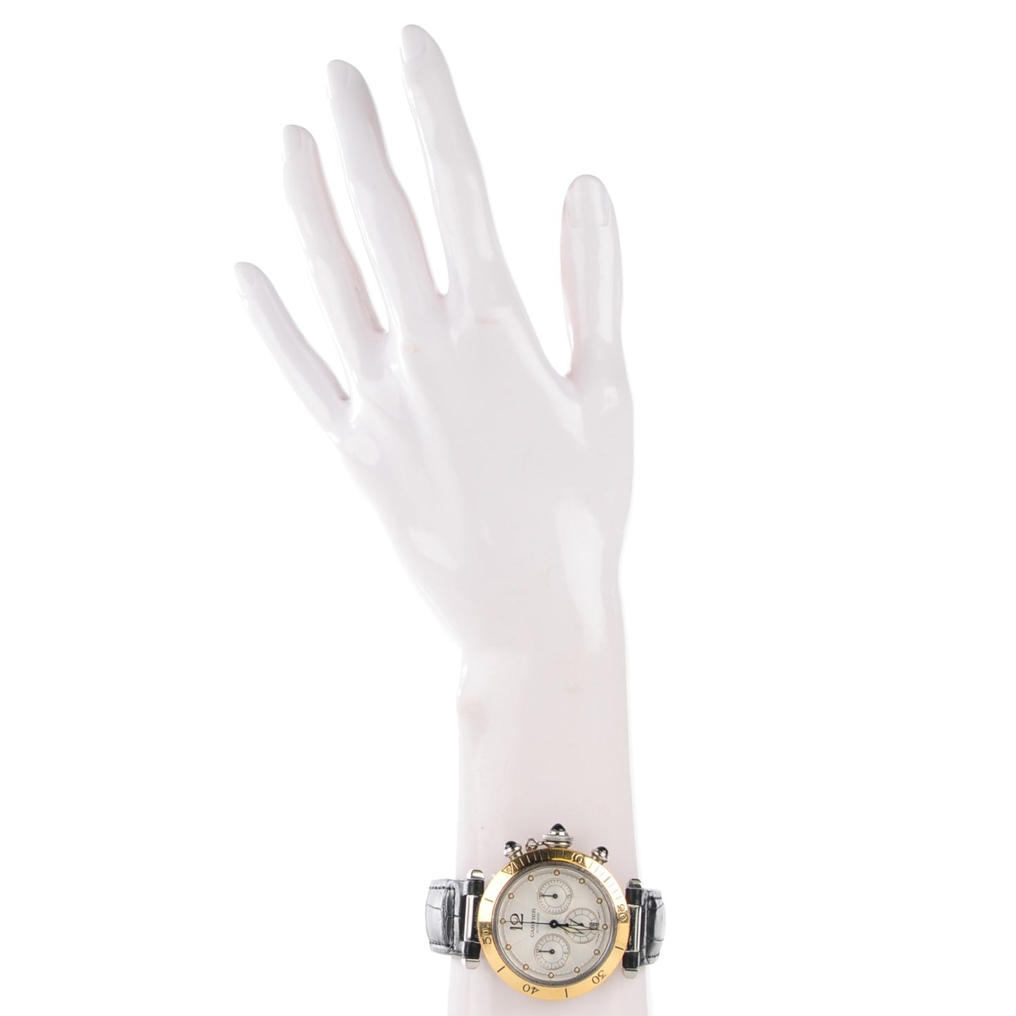 Stainless Steel 18K Yellow Gold Alligator 38mm Pasha C Chronograph Automatic Watch