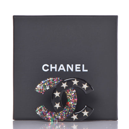 Chanel Resin Glitter Crystal CC Star Brooch Multicolor 5 of 5