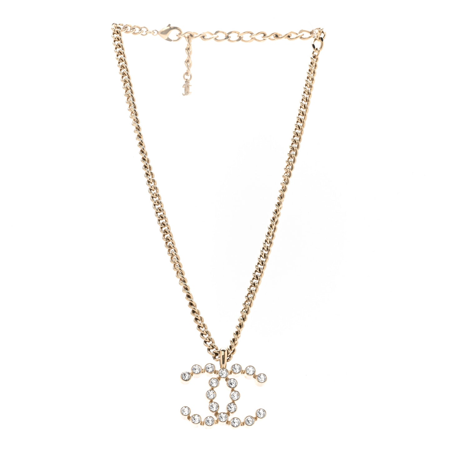 Crystal CC Pendant Necklace Gold