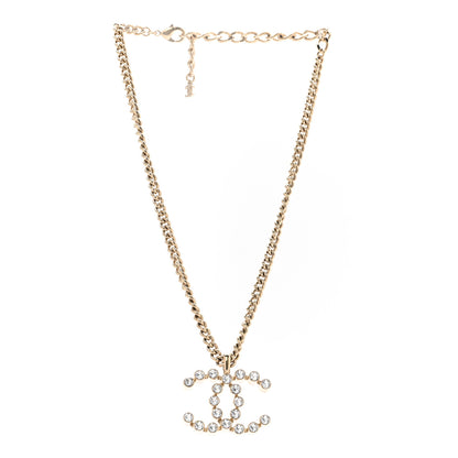 Chanel Crystal CC Pendant Necklace Gold 3 of 5