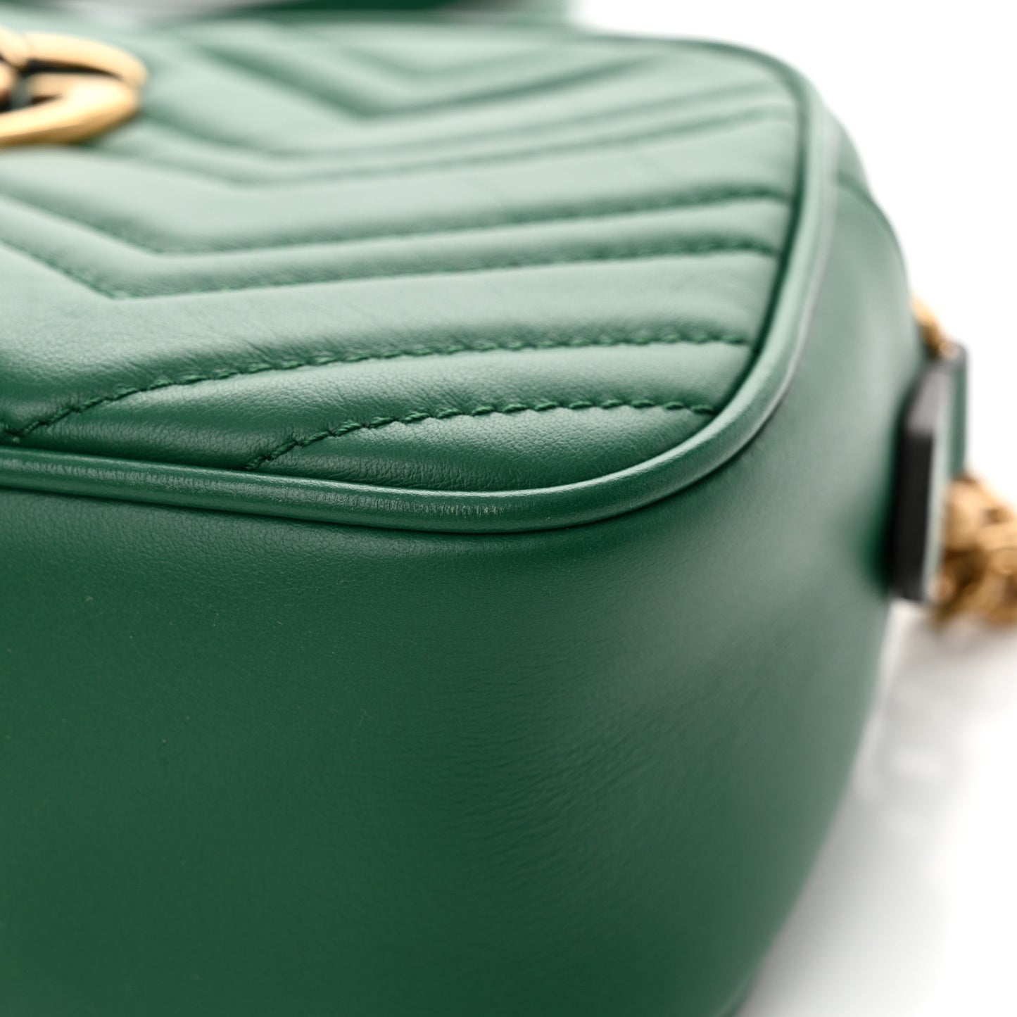 Calfskin Matelasse Small GG Marmont Chain Shoulder Bag Emerald Green
