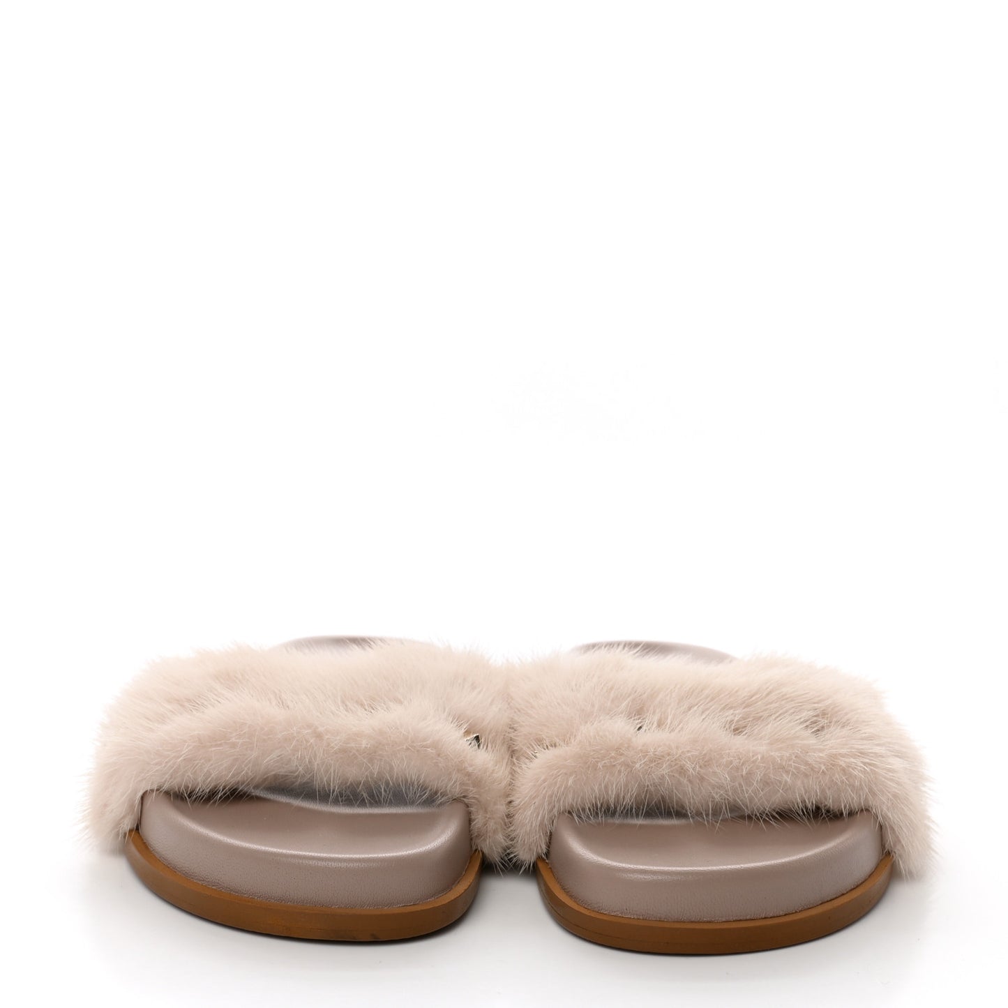 Mink Fur Rockstud Slide Sandals 36.5 Vapeur