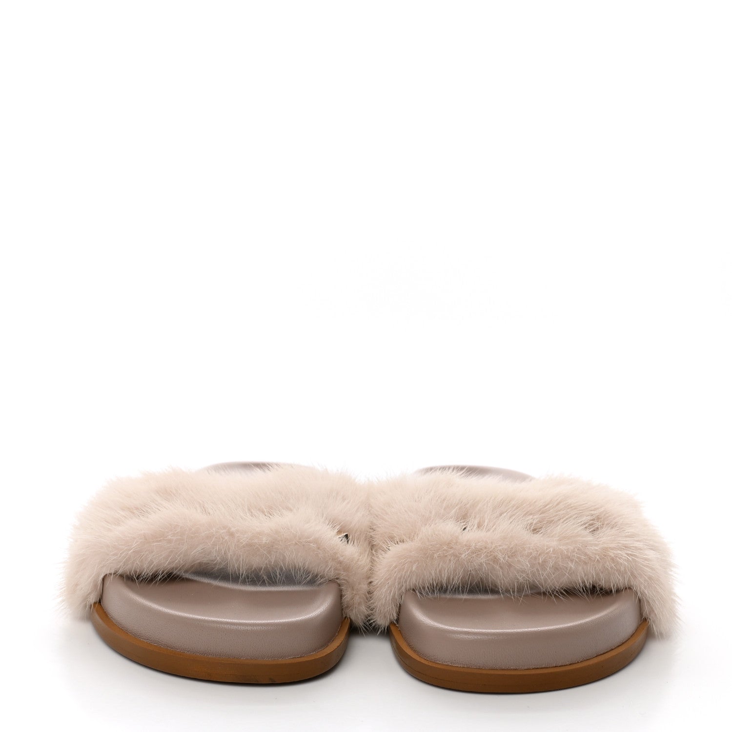 Valentino Garavani Mink Fur Rockstud Slide Sandals 36.5 Vapeur 2 of 9