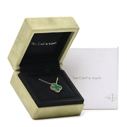 Van Cleef & Arpels 18K Yellow Gold Malachite Vintage Alhambra Pendant Necklace 7 of 7
