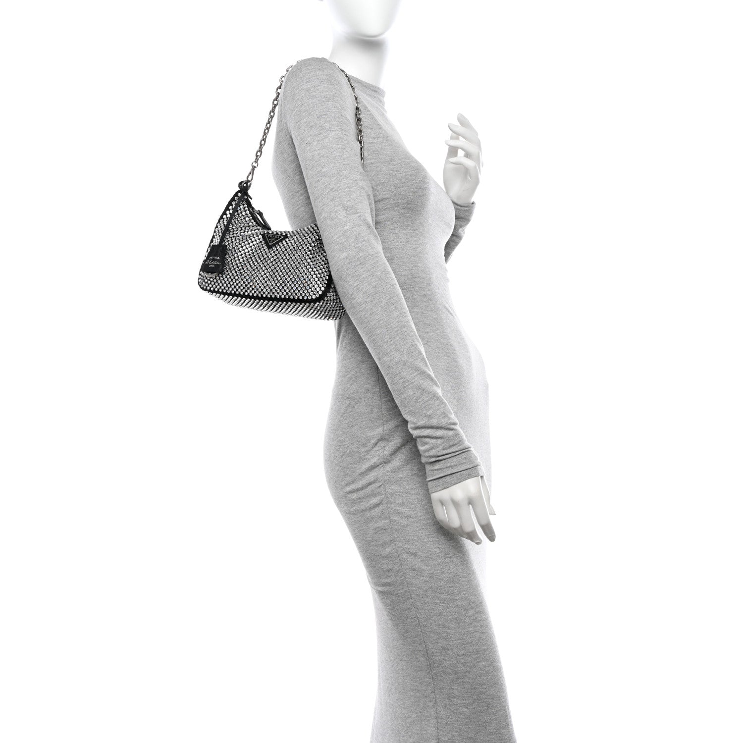Prada Satin Crystal Re-Edition 2005 Shoulder Bag Cristal 2 of 10