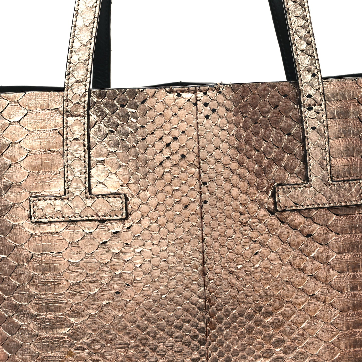 Metallic Snakeskin Small T Tote Gold