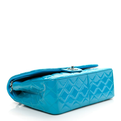 Chanel Patent Calfskin Quilted Jumbo Double Flap Turquoise 3 of 8