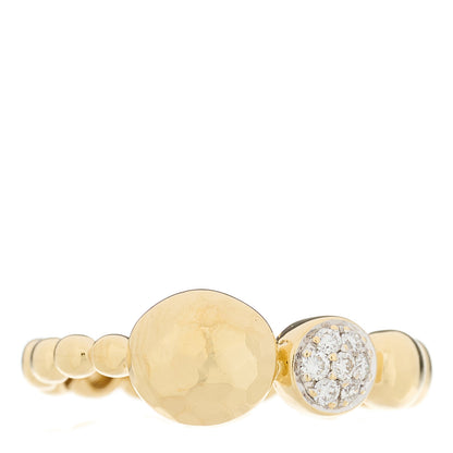 John Hardy 18K Yellow Gold Diamond Dot Hammered Band Ring 53 6.5 1 of 4