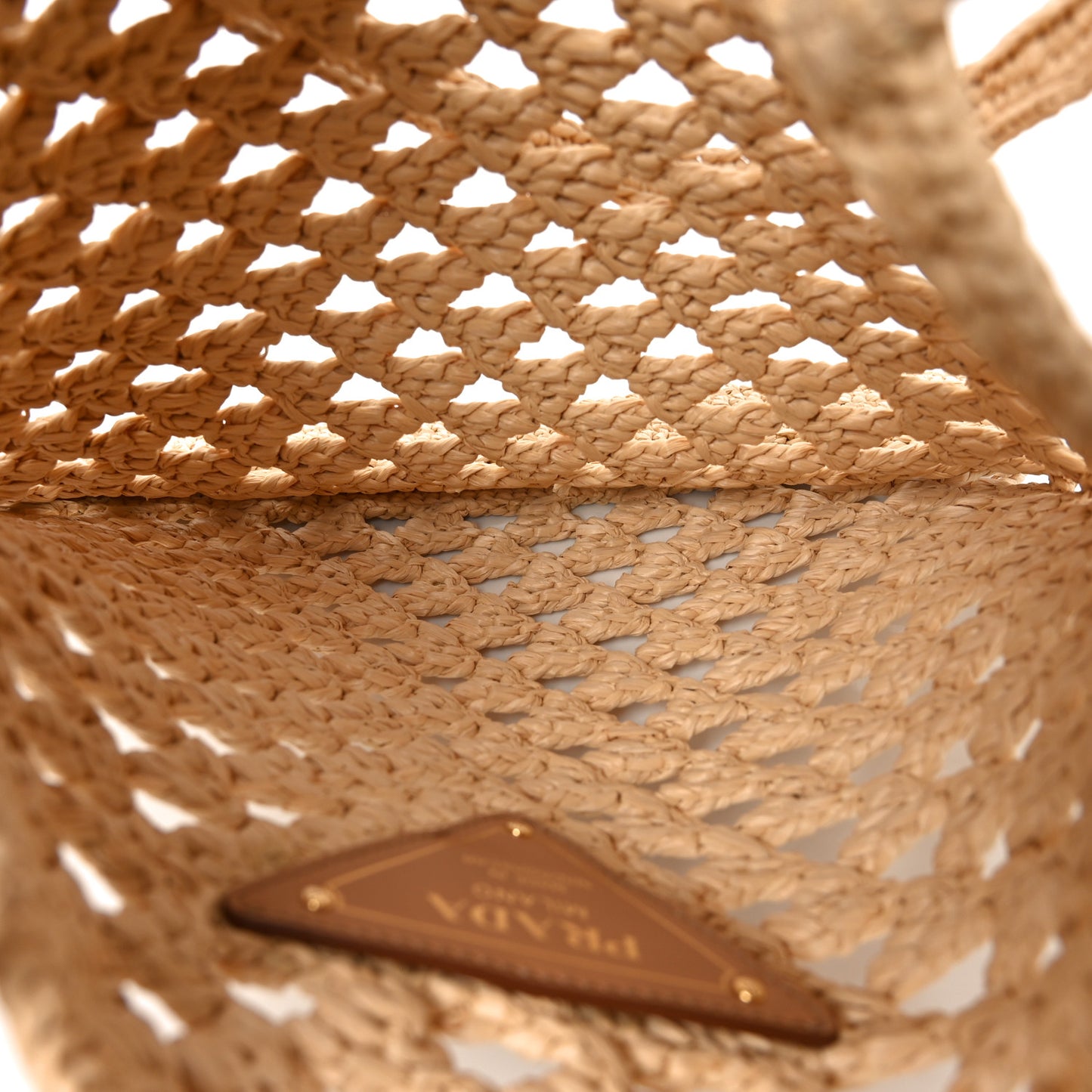 Yarn Raffia Effect Embroidered Logo Tote Naturale