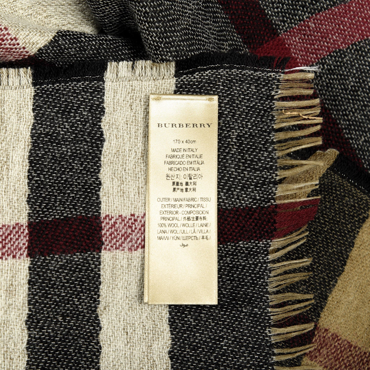 Burberry Wool Giant Check Scarf Black 4 of 4
