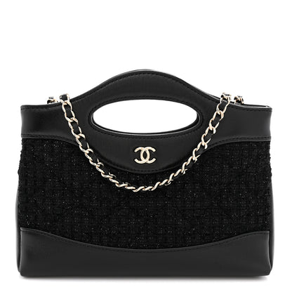 Chanel Tweed Calfskin Quilted Nano 31 Shopping Bag Black 1 of 11