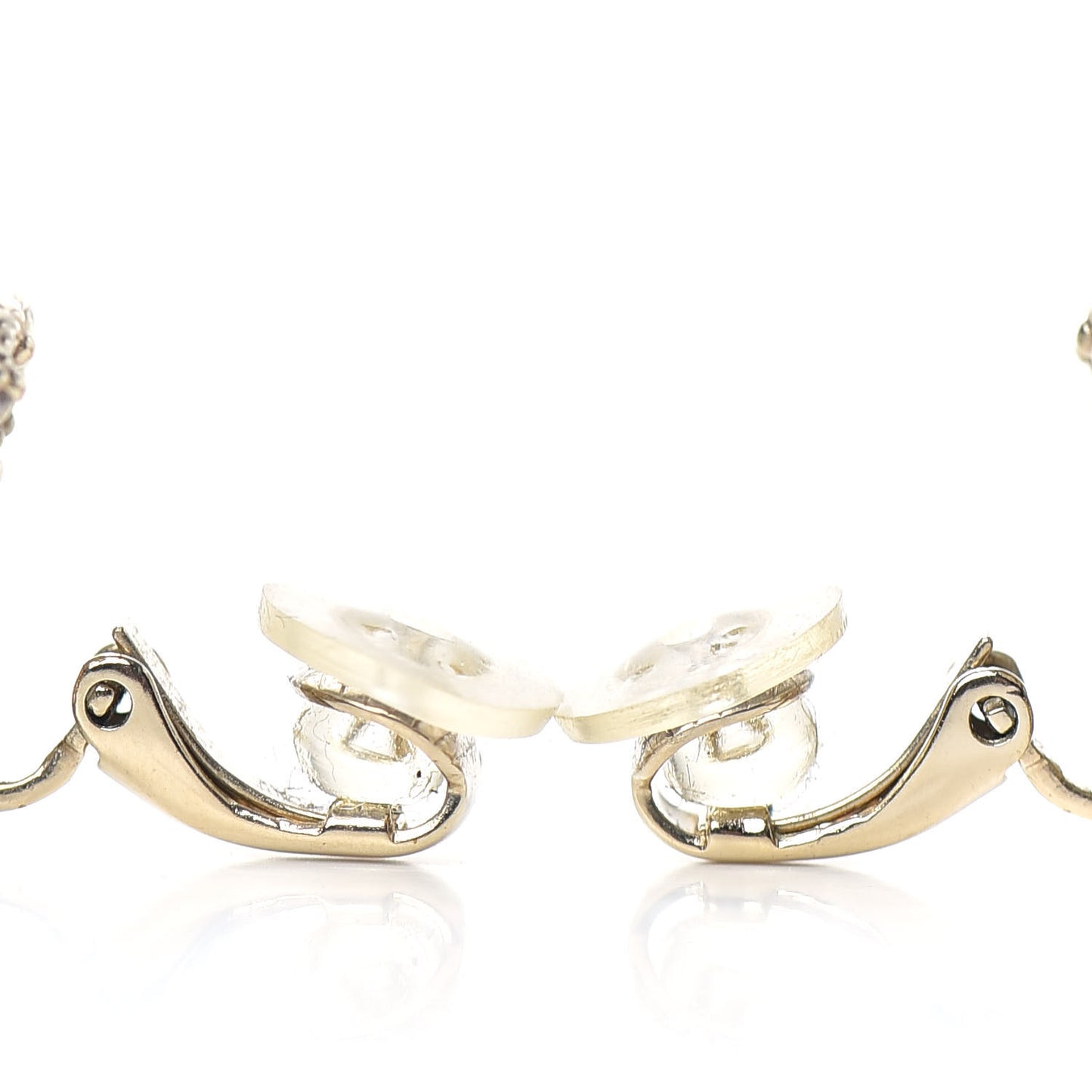 Crystal Enamel CC Clip On Earrings Light Grey Gold