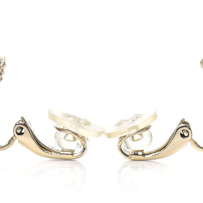 Chanel Crystal Enamel CC Clip On Earrings Light Grey Gold 3 of 4