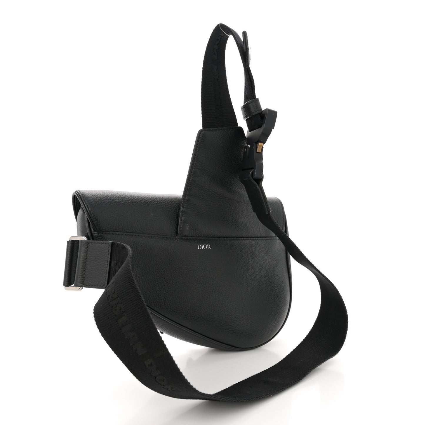 Grained Calfskin Mens Saddle Bag Black
