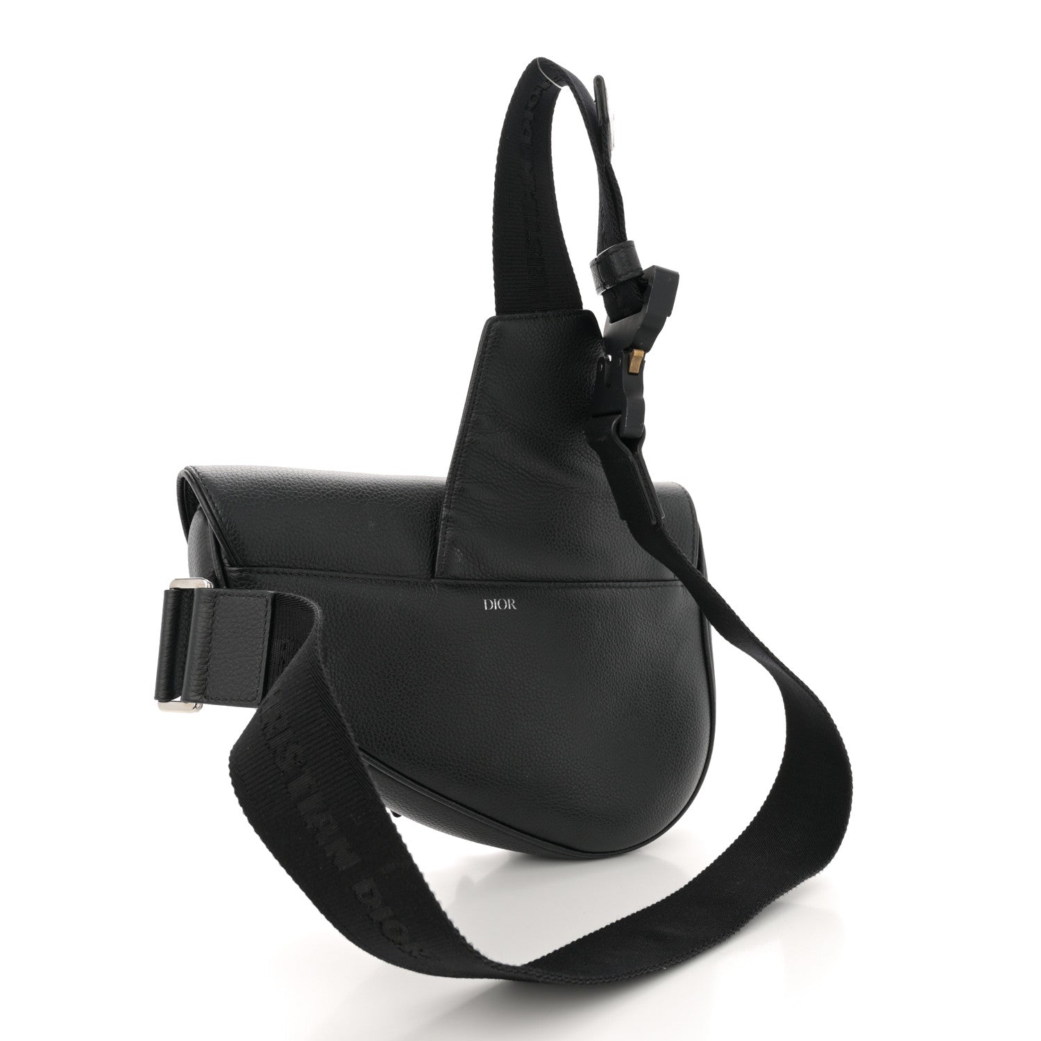 Christian Dior Grained Calfskin Mens Saddle Bag Black 3 of 14