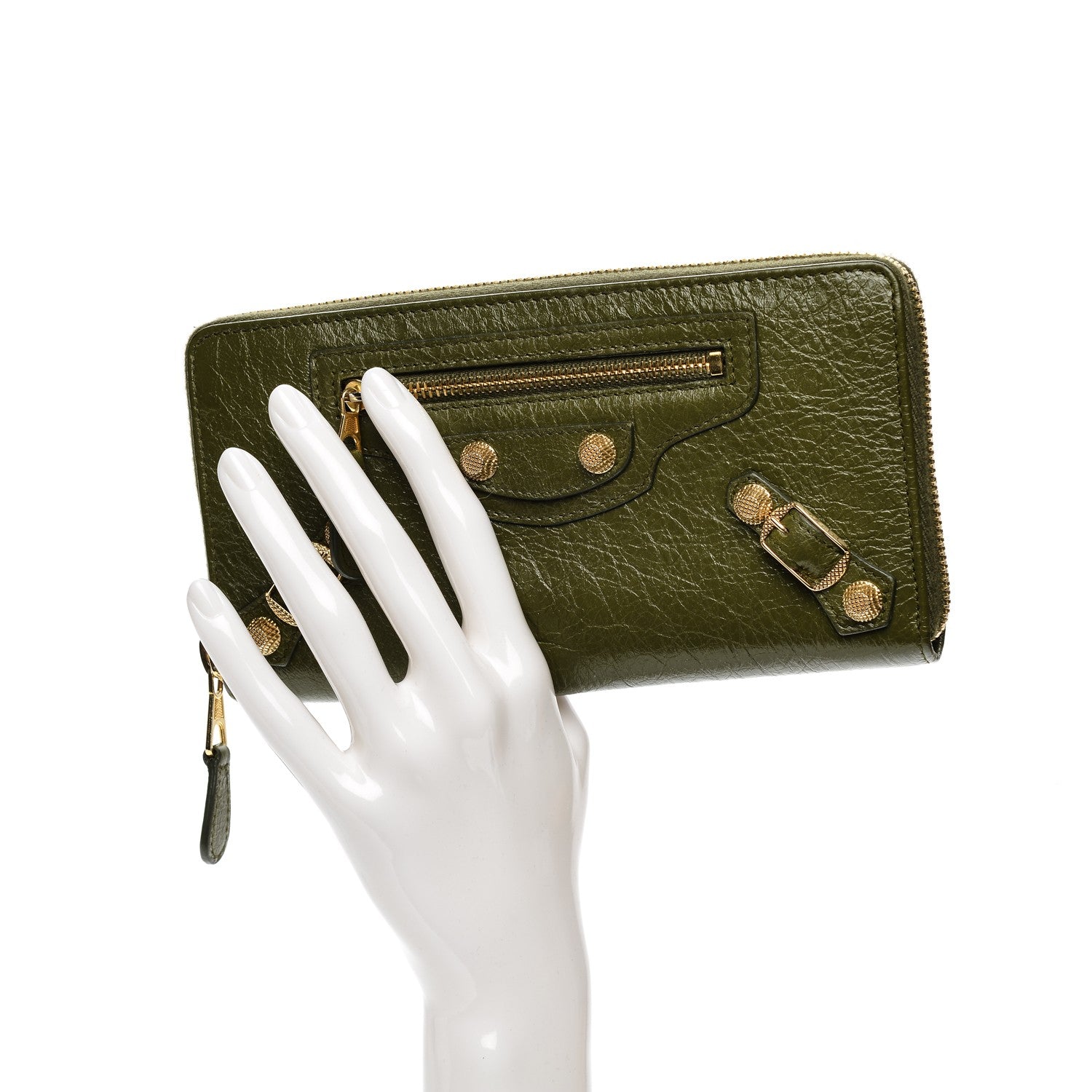 Balenciaga Agneau Giant 12 Gold Hardware Continental Zip Around Wallet Vert Veronese 2 of 8